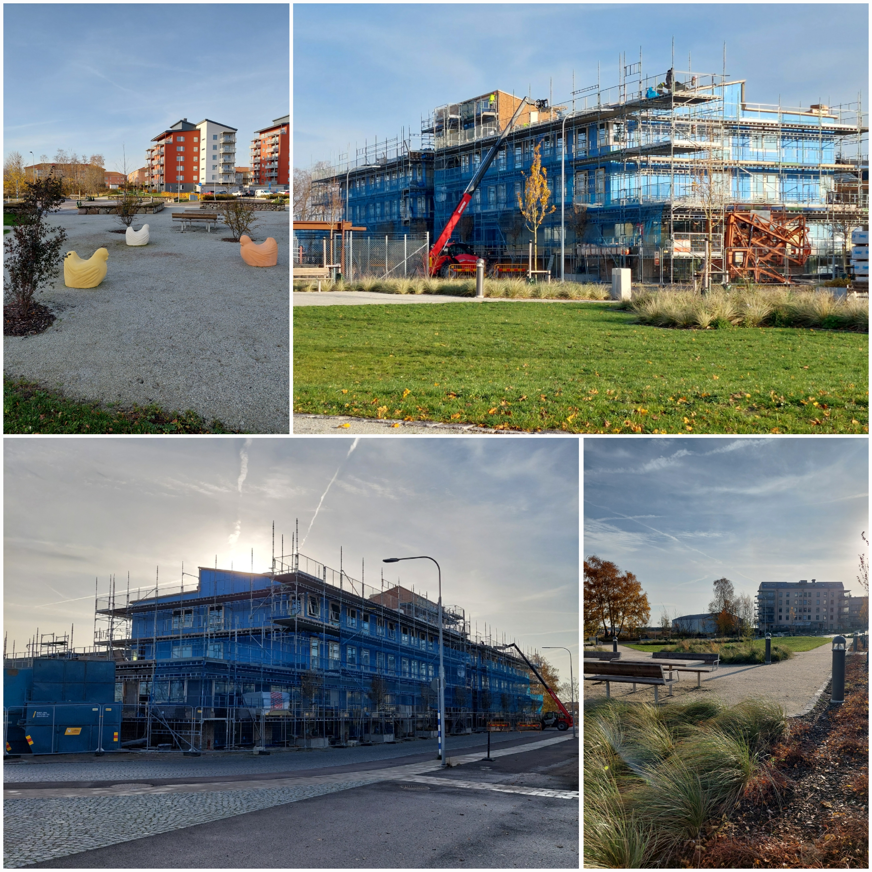 Olika bilder på Pliggen under byggnation